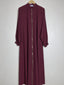 Maroon - Collar Style Zipper Abaya HJ0693