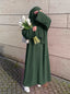 Olive Green - Grace Open Abaya HJ1738