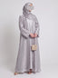 Silver Grey - Zareen Crinkle Silk Abaya HJ1710