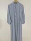 Cool Grey - Collar Style Silver Zip Abaya HJ1077