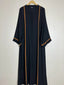 Black - Mustard Pipen Majesty Abaya HJ0849