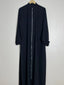 Black - Collar Style Silver Zip Abaya HJ0951