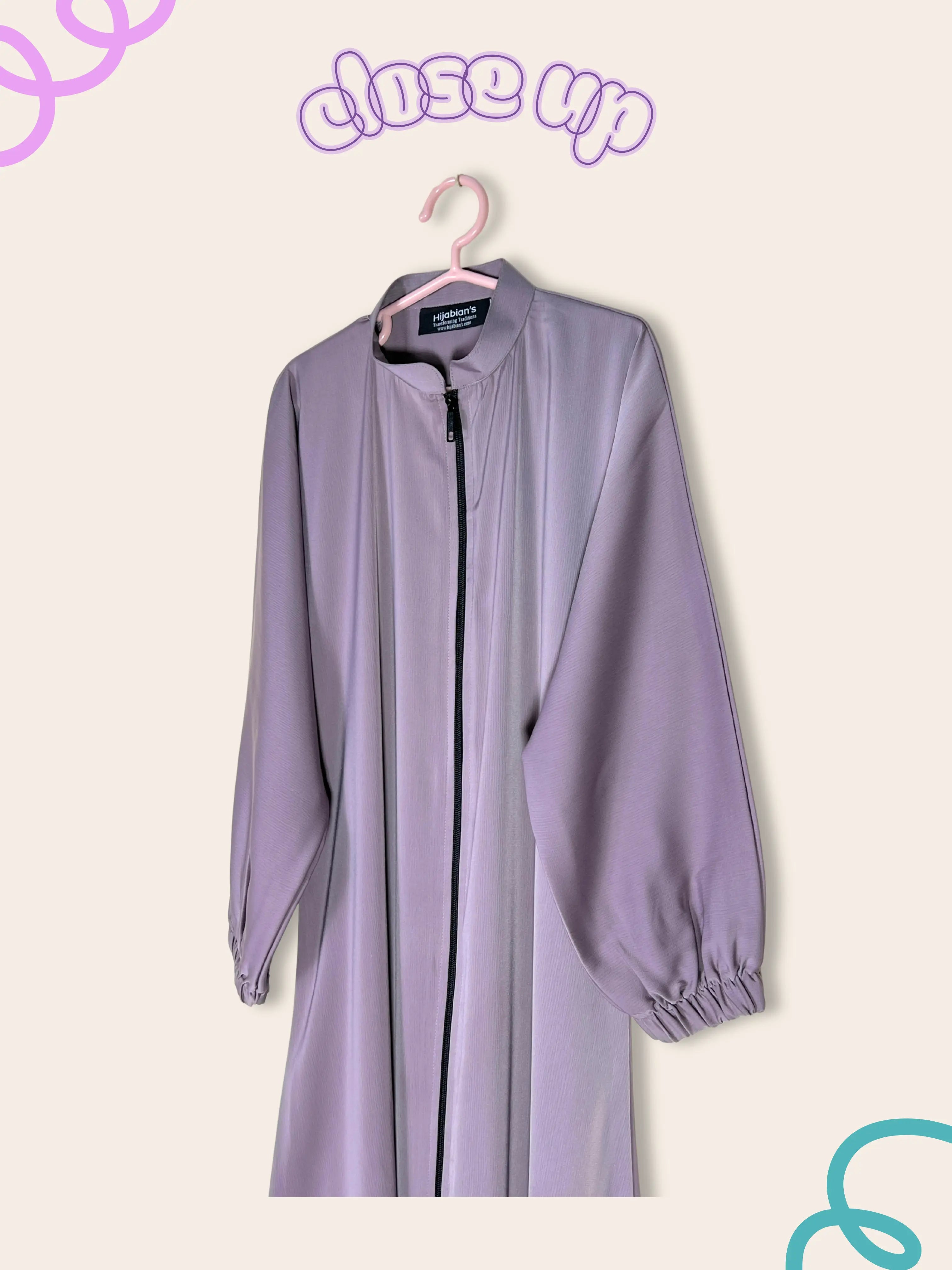 Lavender - Kids Zipper Abaya HJ1464