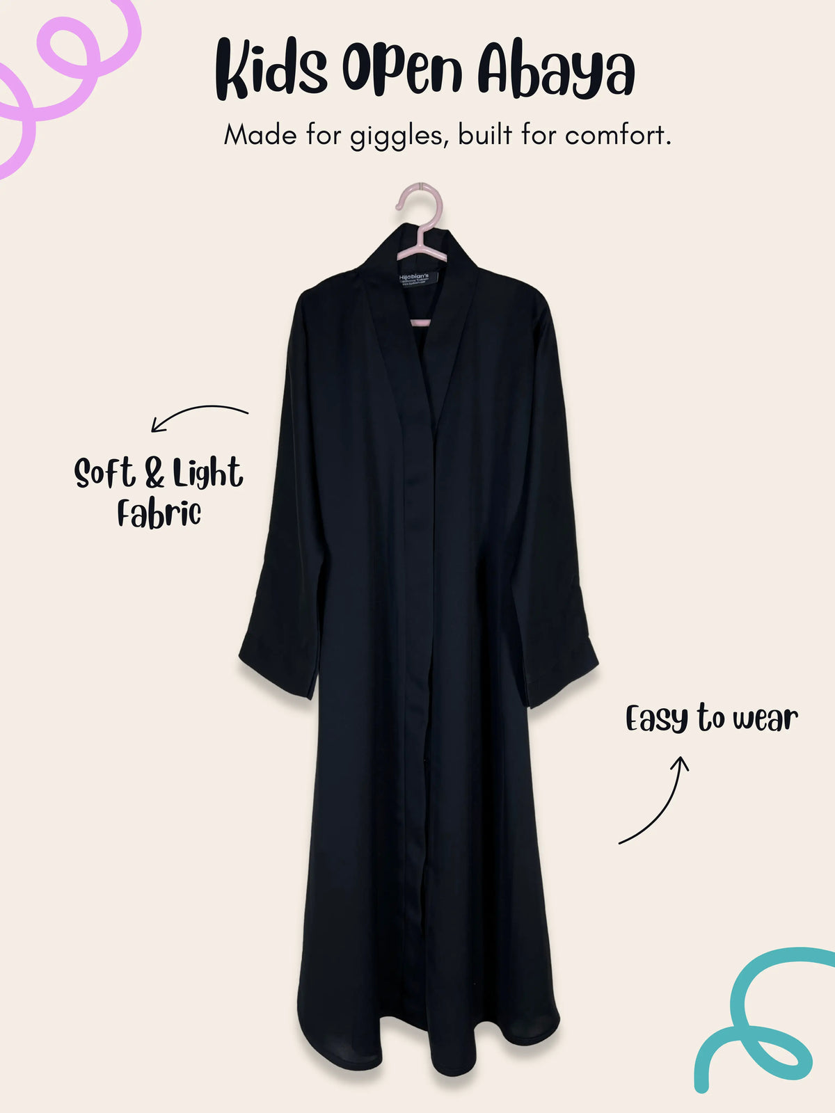Black - Kids Open Abaya HJ1469 Main image