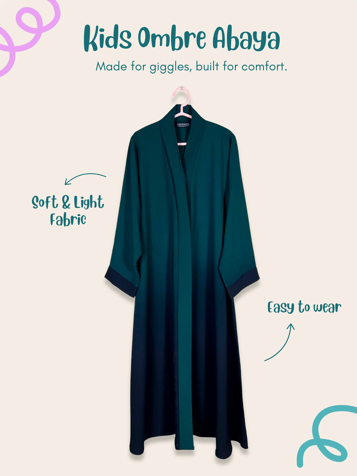 Bottle Green - Kids Ombre Abaya HJ1468 Main image
