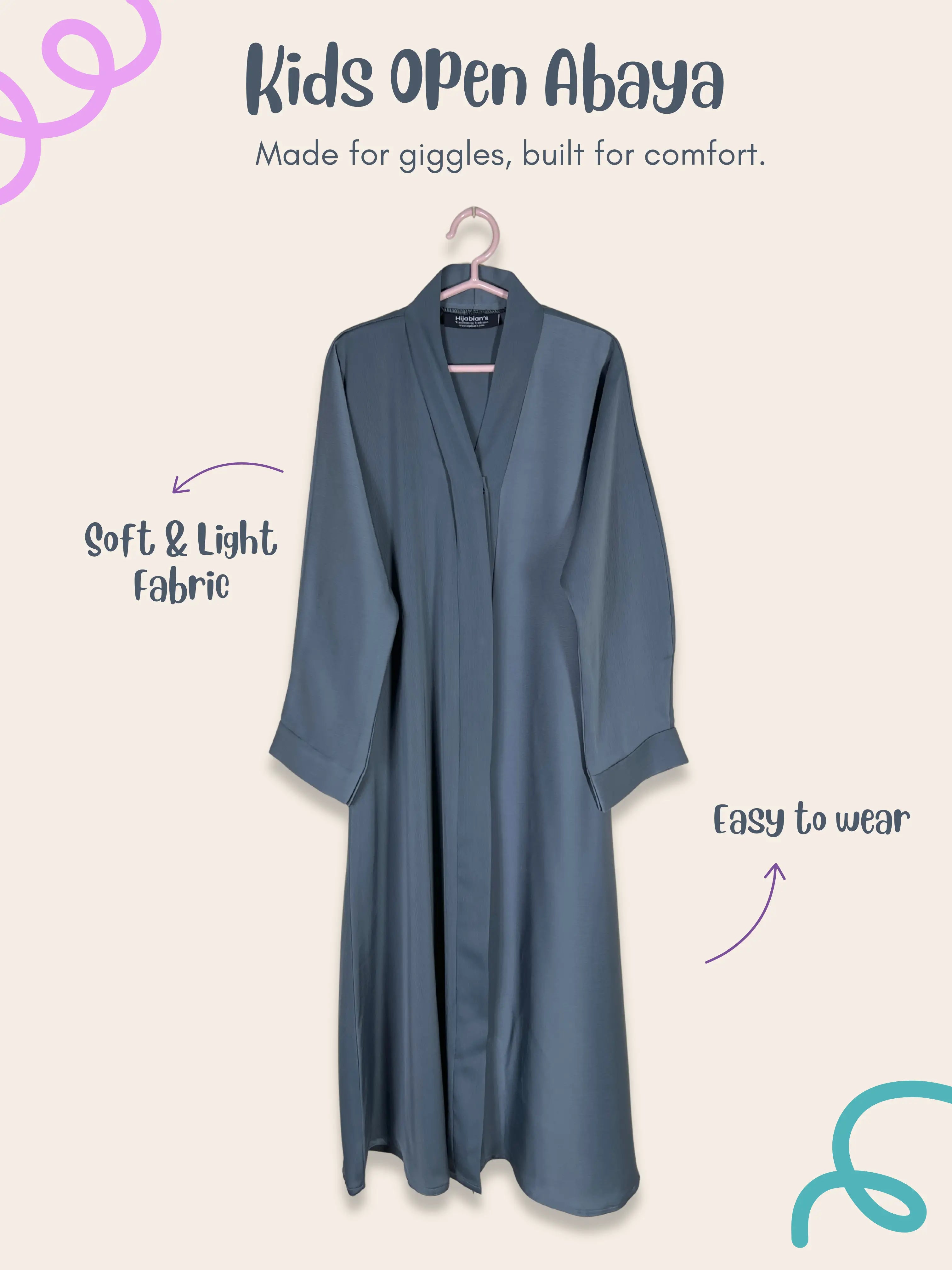 Grey - Kids Open Abaya HJ1471