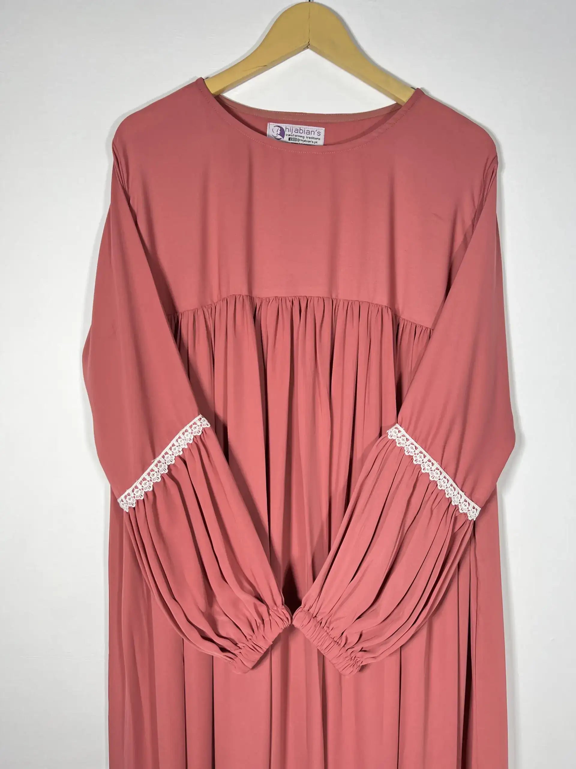 Mauve Pink Lace Sleeves Maxi Abaya HJ-117 Secondary image
