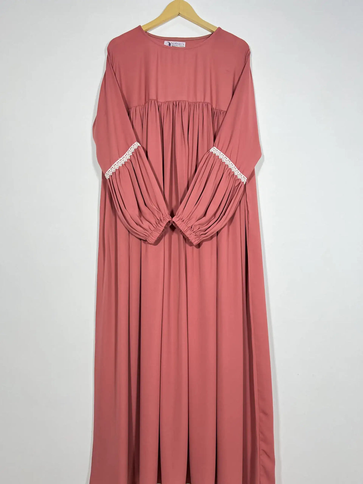 Mauve Pink Lace Sleeves Maxi Abaya HJ-117 Main image