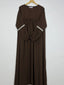 Ash Brown Lace Sleeves Maxi Abaya HJ-118