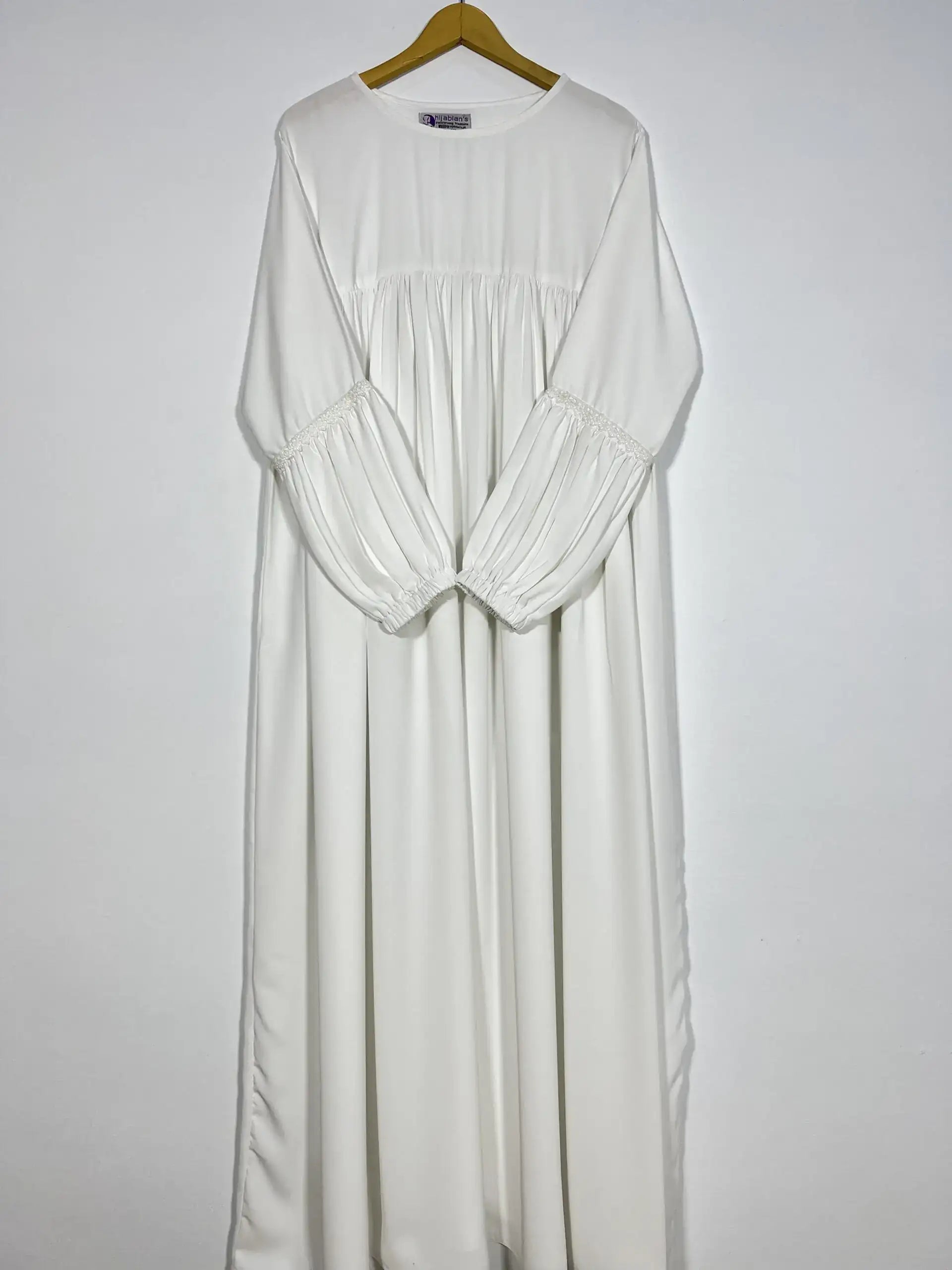 White - Lace Sleeves Maxi Abaya HJ0351