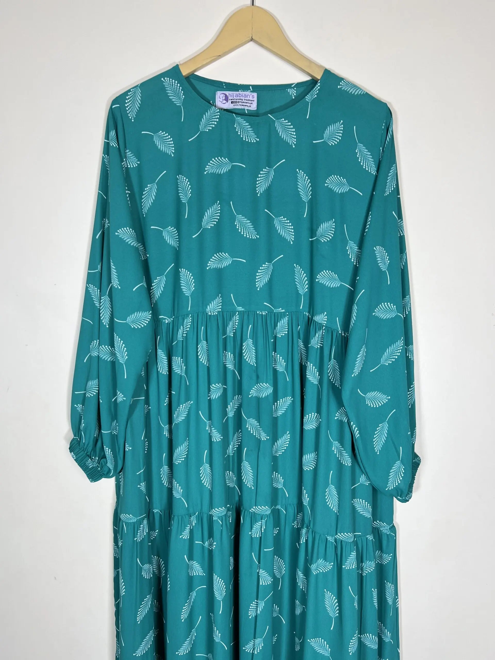 Jungle Green - Floral Frill Maxi Abaya HJ0915