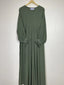 Olive Green Pleated Abaya HJ-0175
