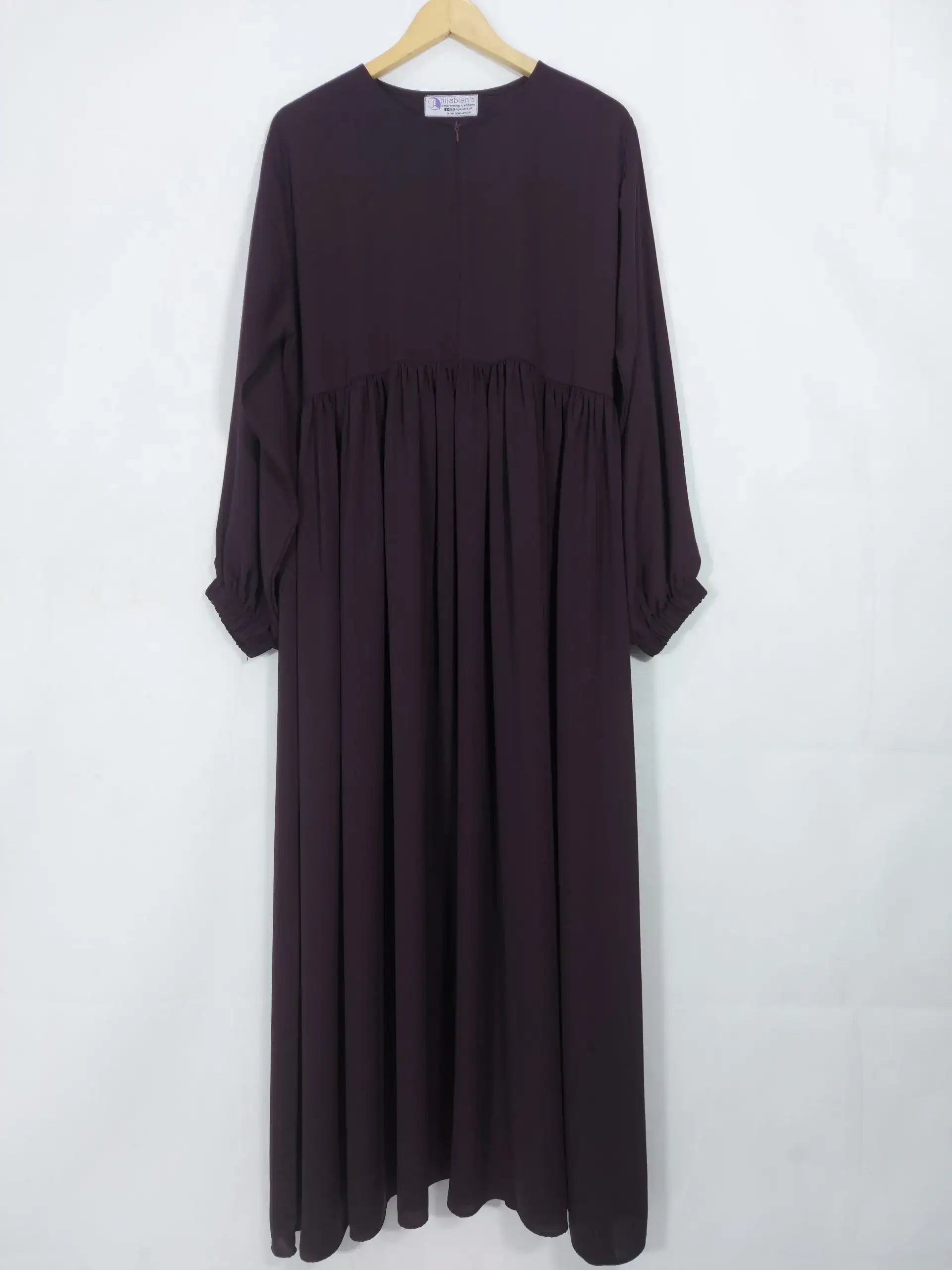 Purple Front Chun Abaya with Zip & Elastic Sleeves HJ-087