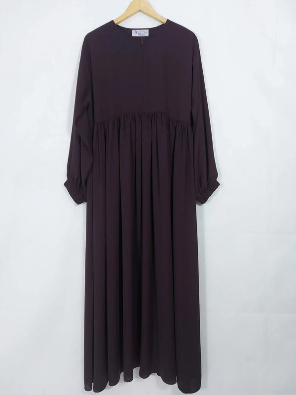 Purple Front Chun Abaya with Zip & Elastic Sleeves HJ-087