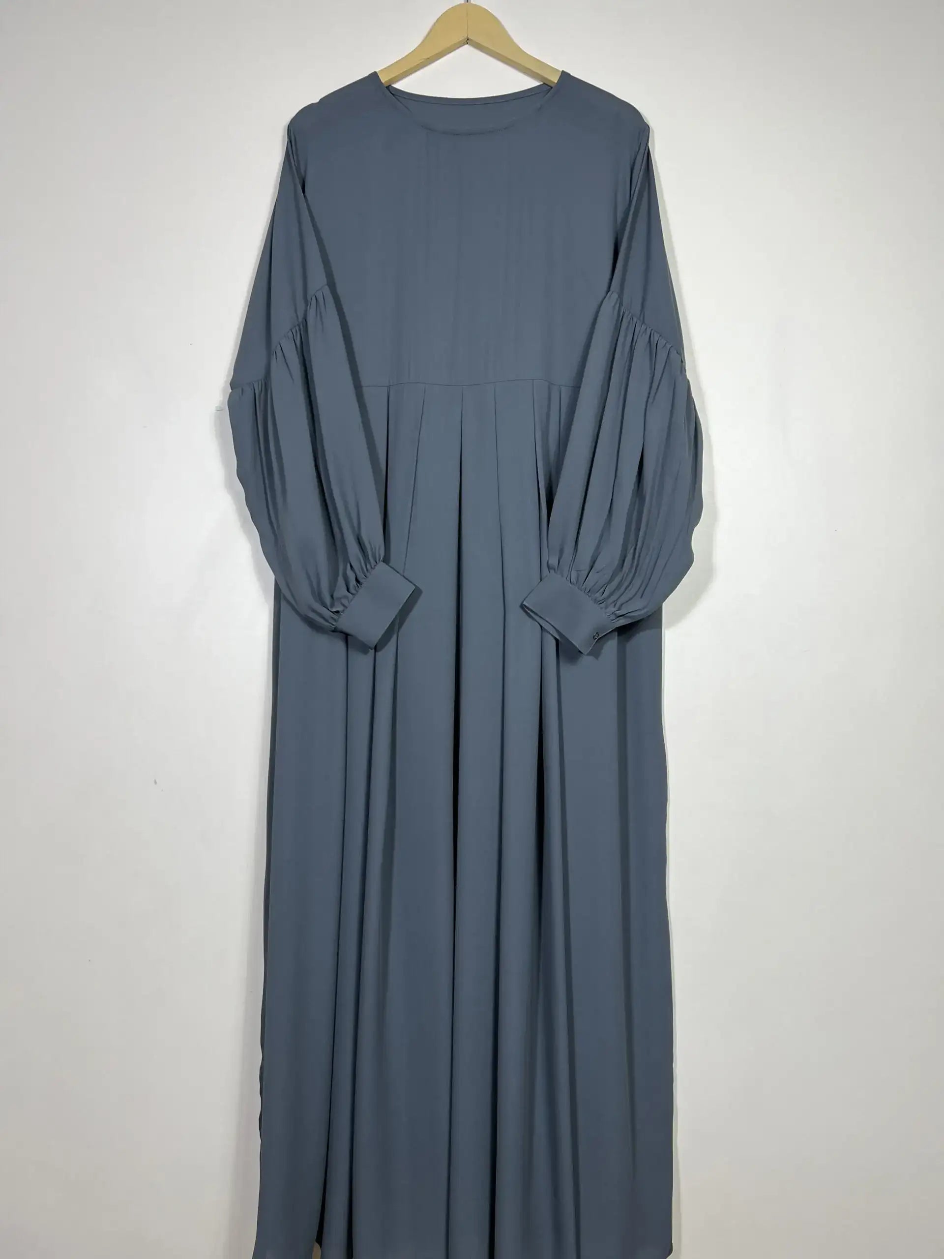 Grey - Pleated Abaya HJ236