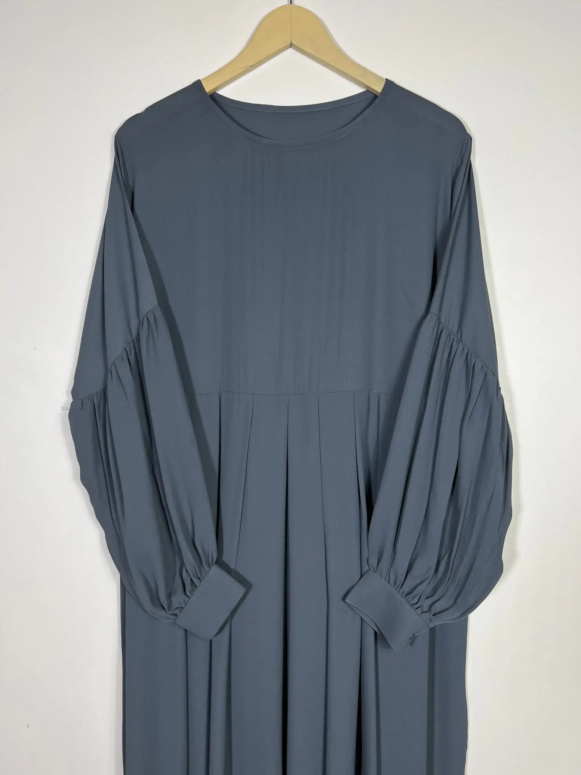 Grey - Pleated Abaya HJ236