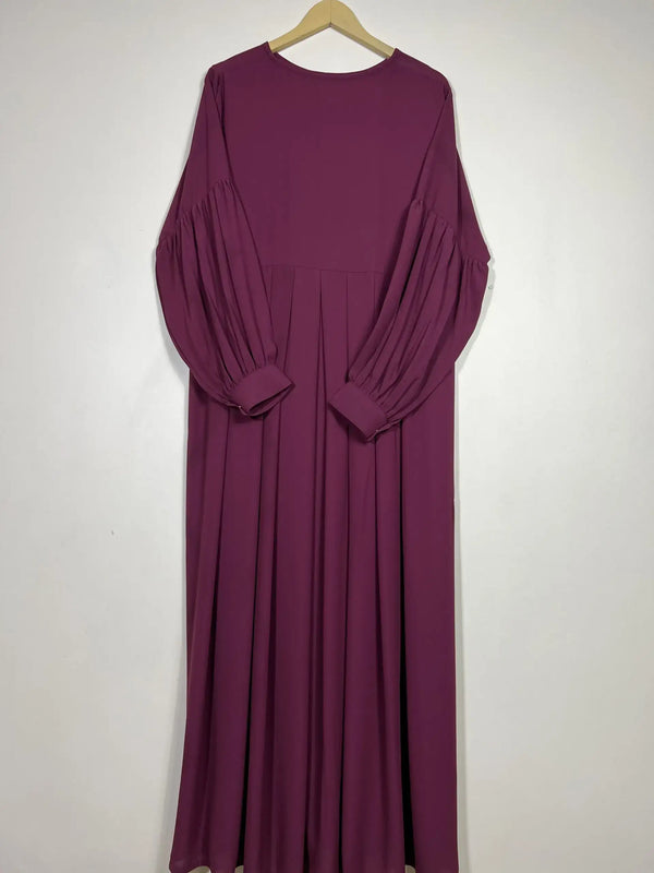 Maroon - Pleated Abaya HJ237