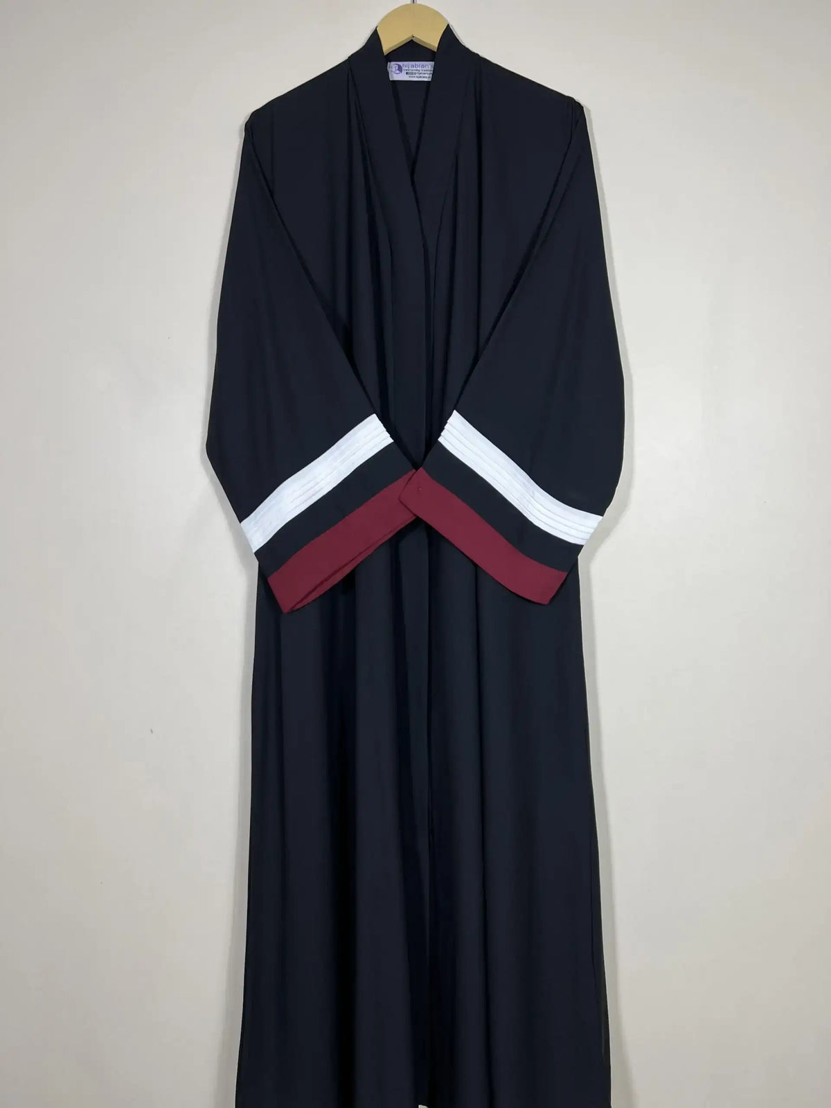Maroon - White Pleated Modest Abaya HJ0451 Main image