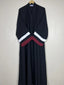 Maroon - White Pleated Modest Abaya HJ0451