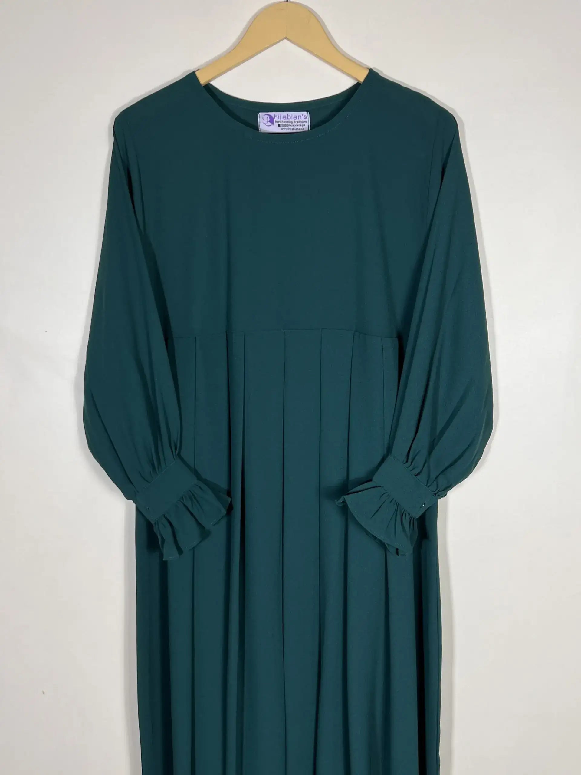 Bottle Green - Cuff Frill Abaya HJ0417 Secondary image