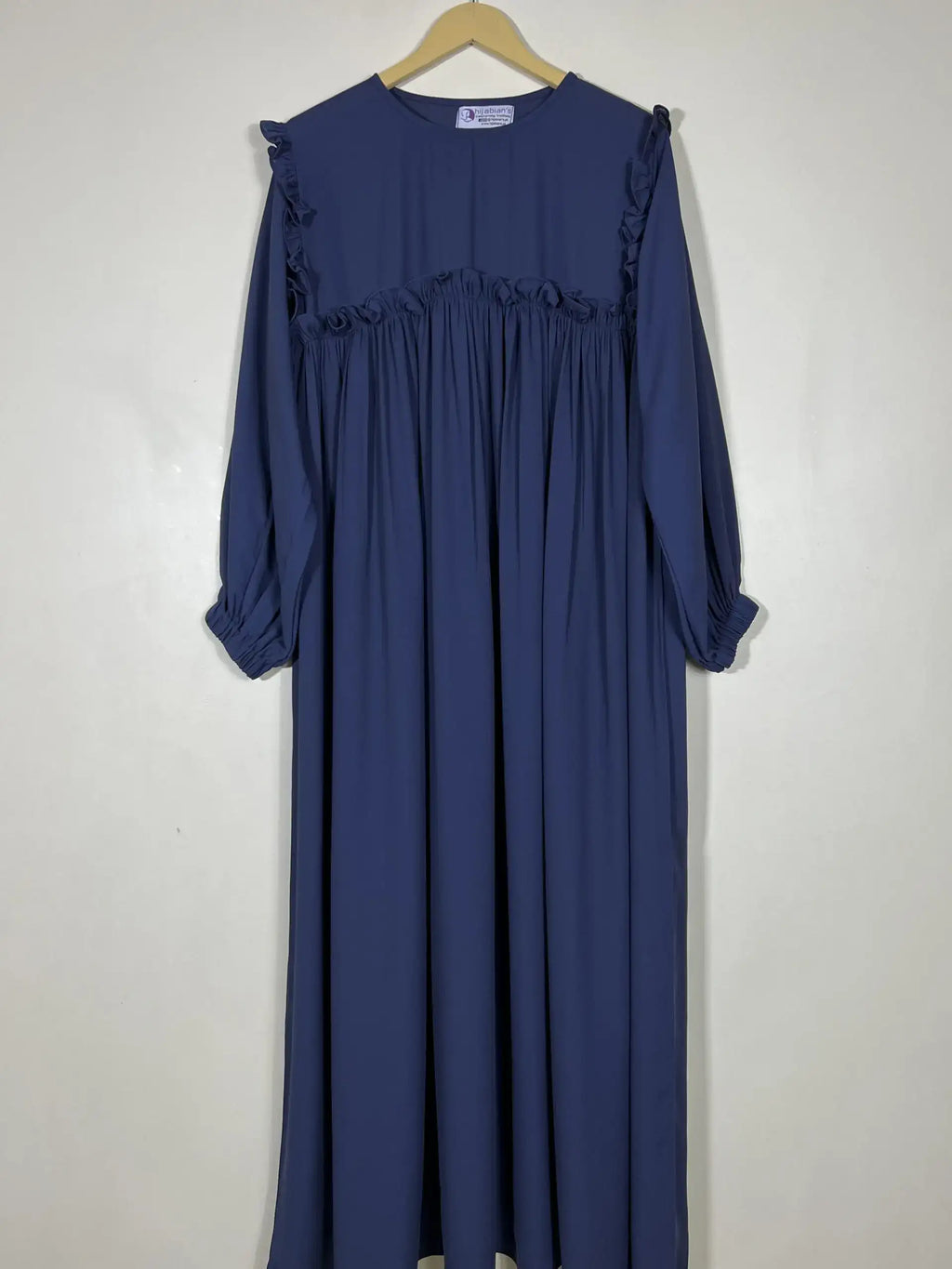 Blue - Front Frill Design Abaya HJ0449