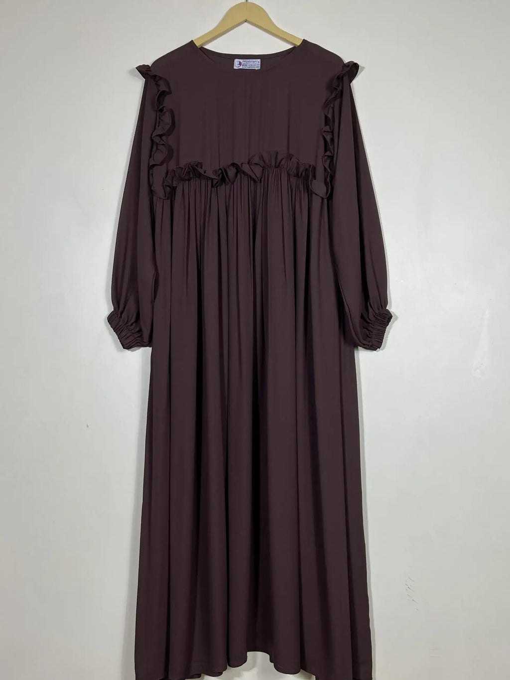 Coffee Brown - Front Frill Design Abaya HJ0527