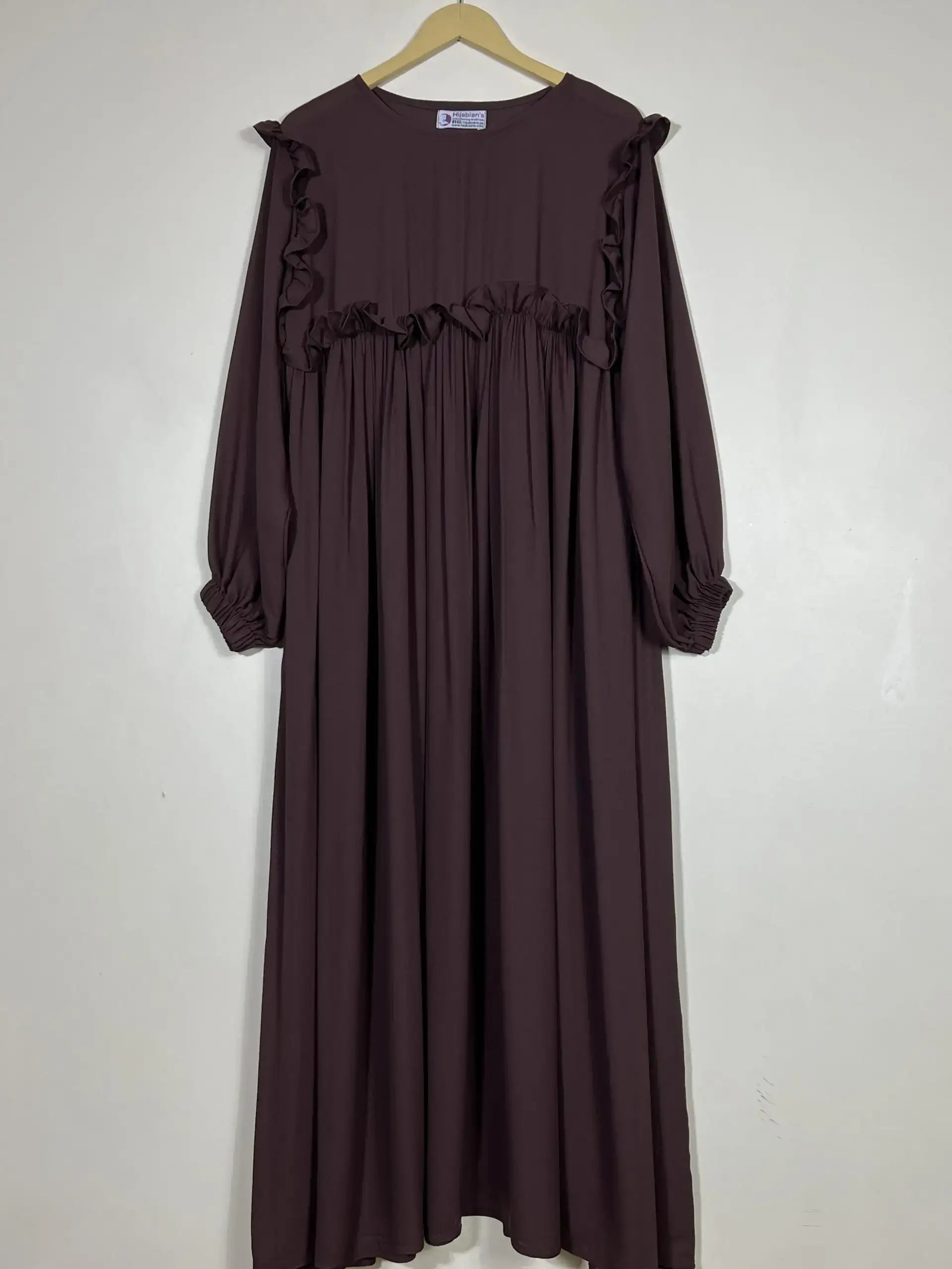Coffee Brown - Front Frill Design Abaya HJ0527
