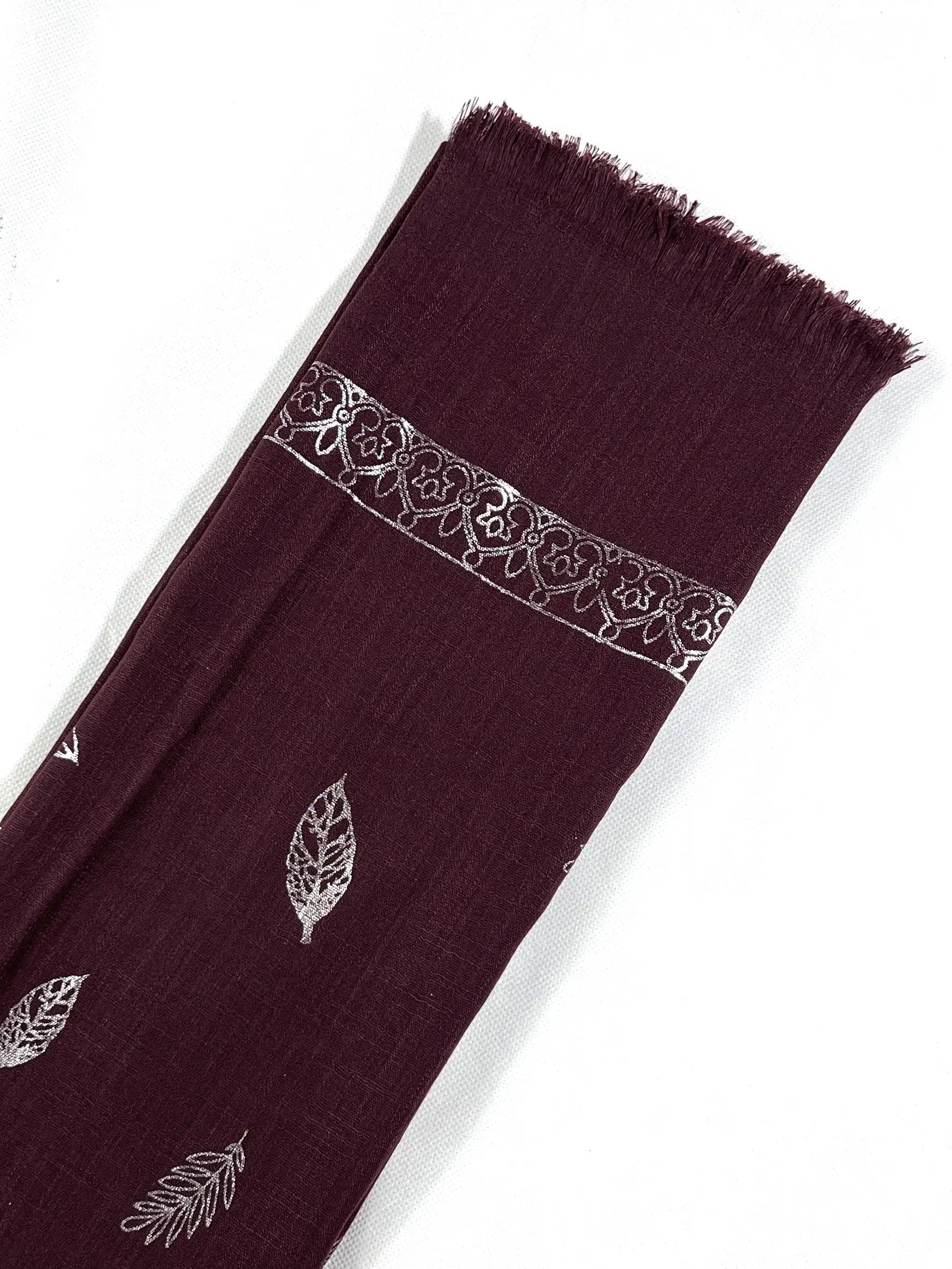 Feather with Border Lawn Hijabs HA065