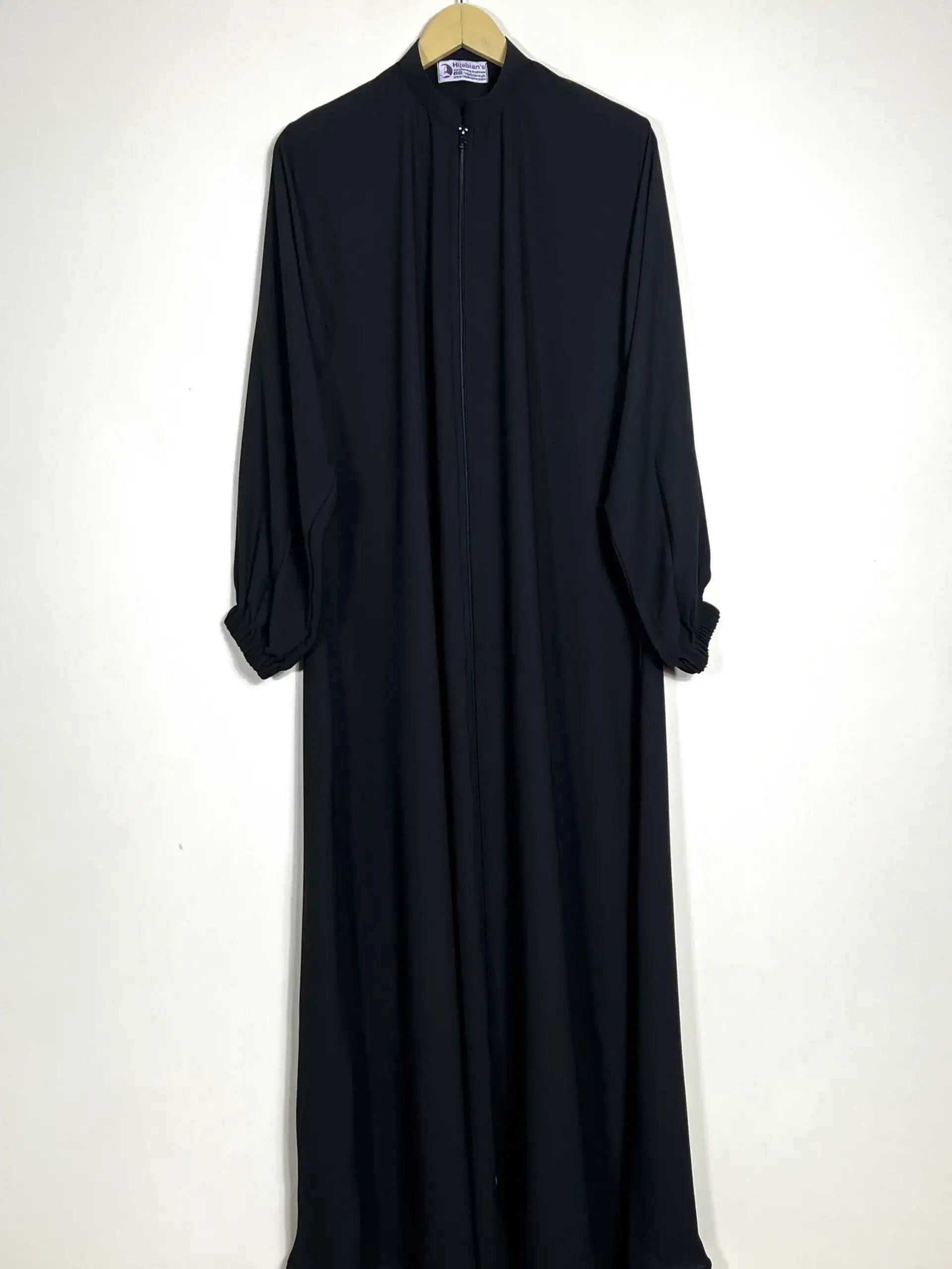 Black - Zipper with Collar Abaya HJ0602