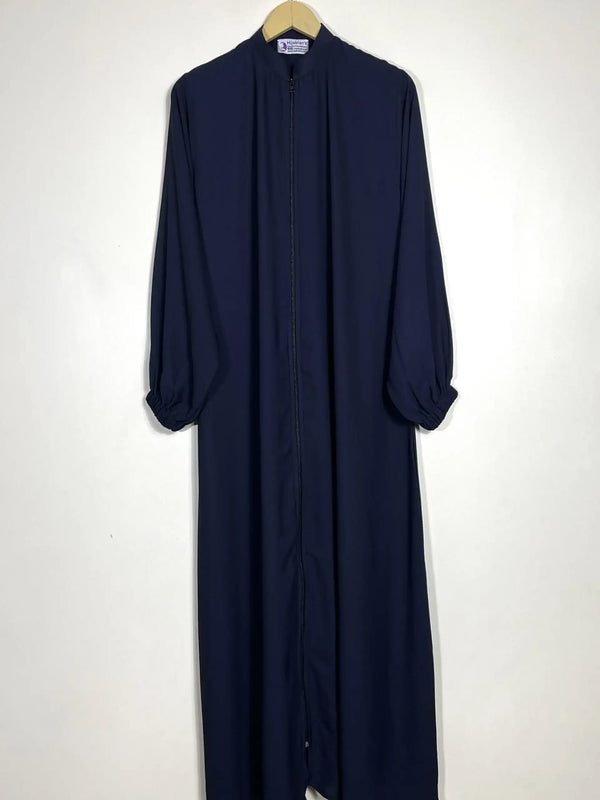 Blue - Zipper with Collar Abaya HJ0600