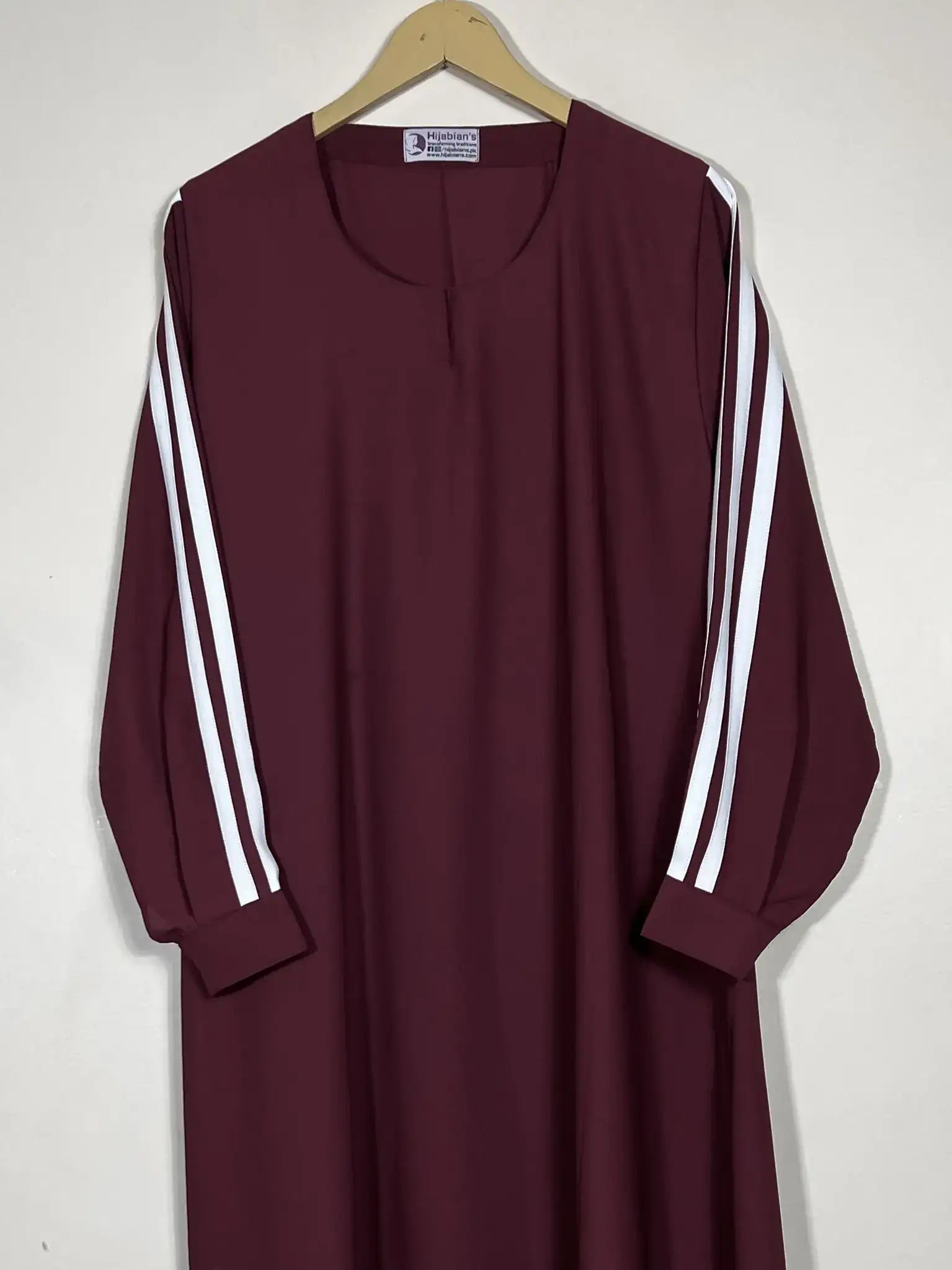 Maroon - Pipen Sleeves Maxi Abaya HJ0597 Secondary image