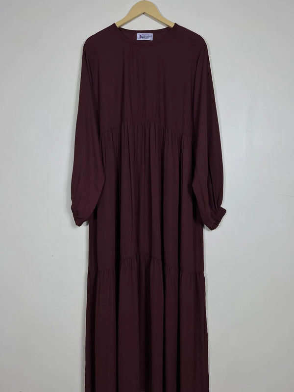 Maroon - Frill Maxi Abaya HJ0663