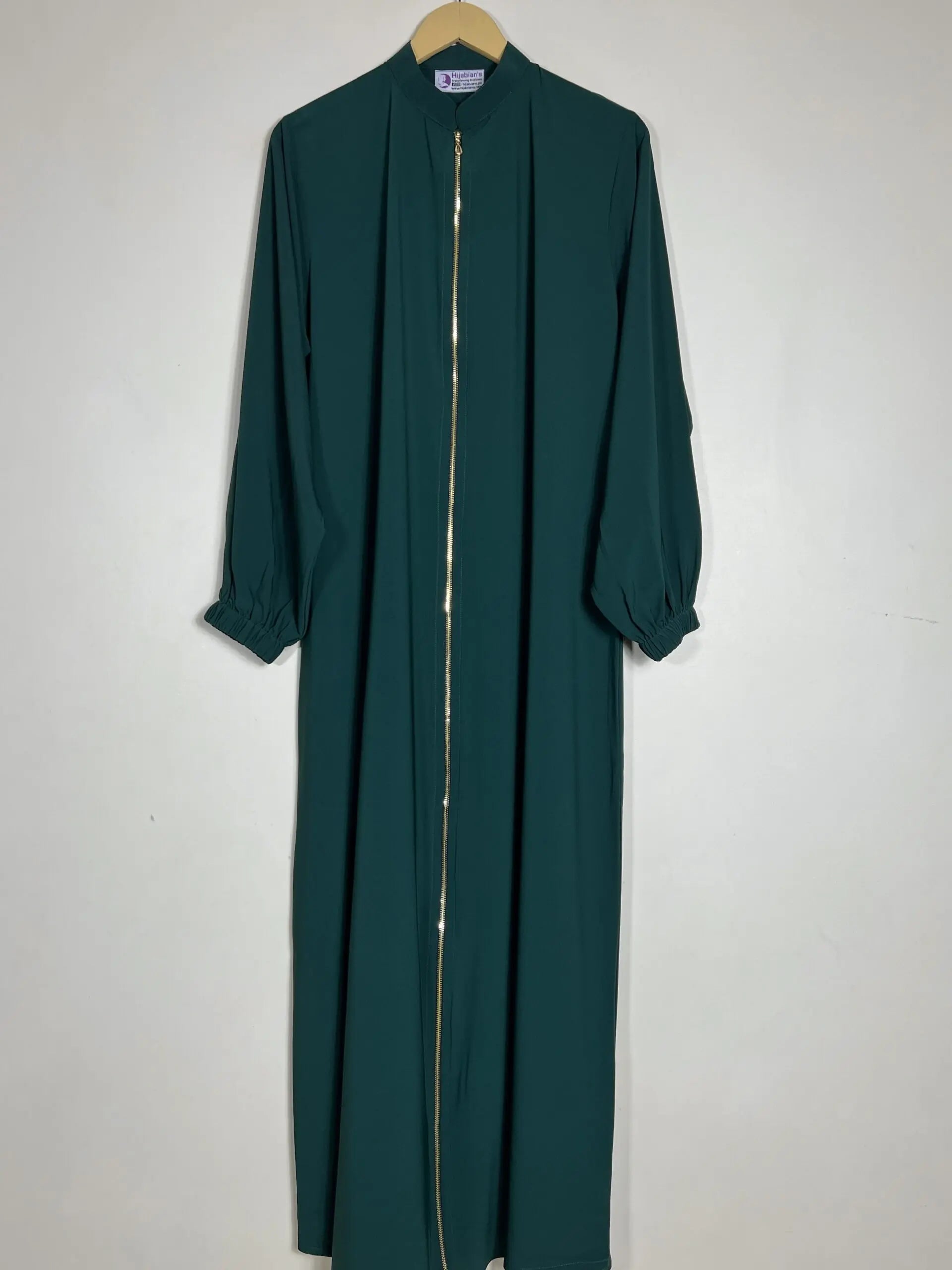 Bottle Green - Collar Style Zipper Abaya HJ0691