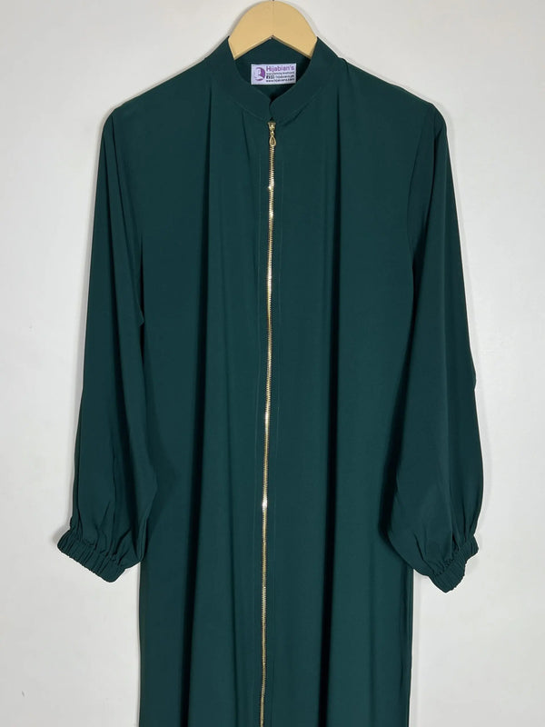 Bottle Green - Collar Style Zipper Abaya HJ0691