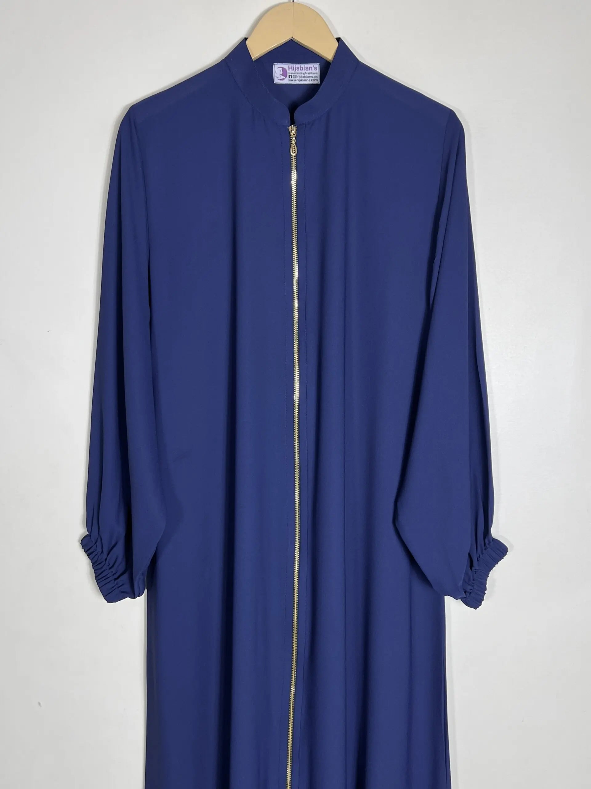 Navy Blue - Collar Style Zipper Abaya HJ0692 Secondary image