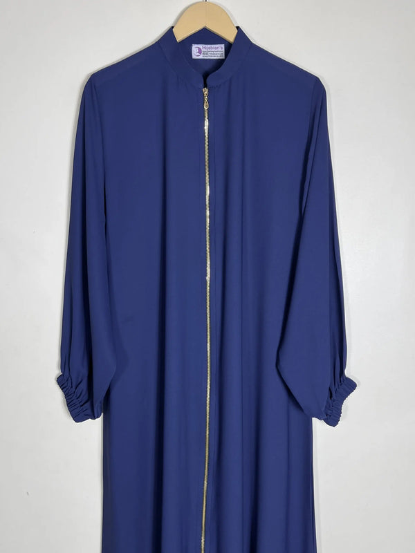 Navy Blue - Collar Style Zipper Abaya HJ0692