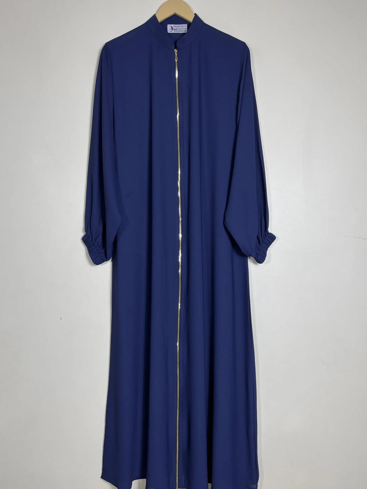 Navy Blue - Collar Style Zipper Abaya HJ0692 Main image