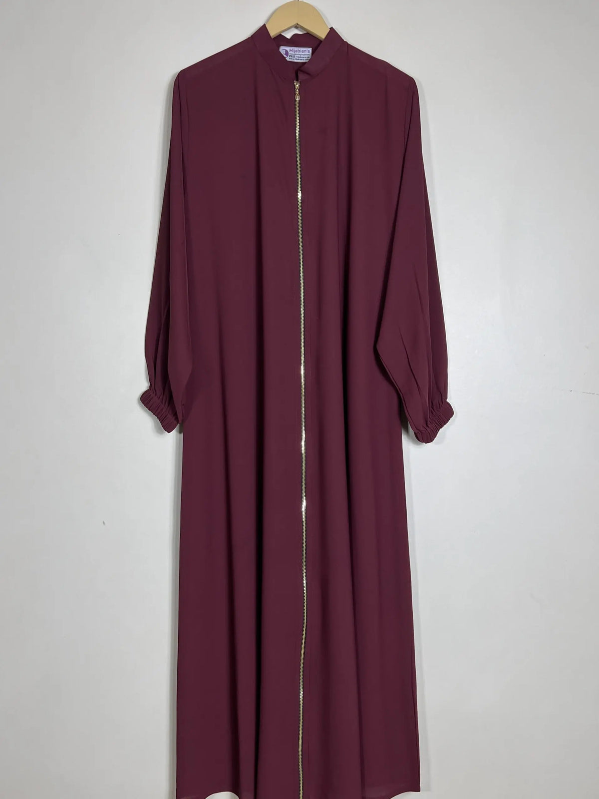 Maroon - Collar Style Zipper Abaya HJ0693 Main image