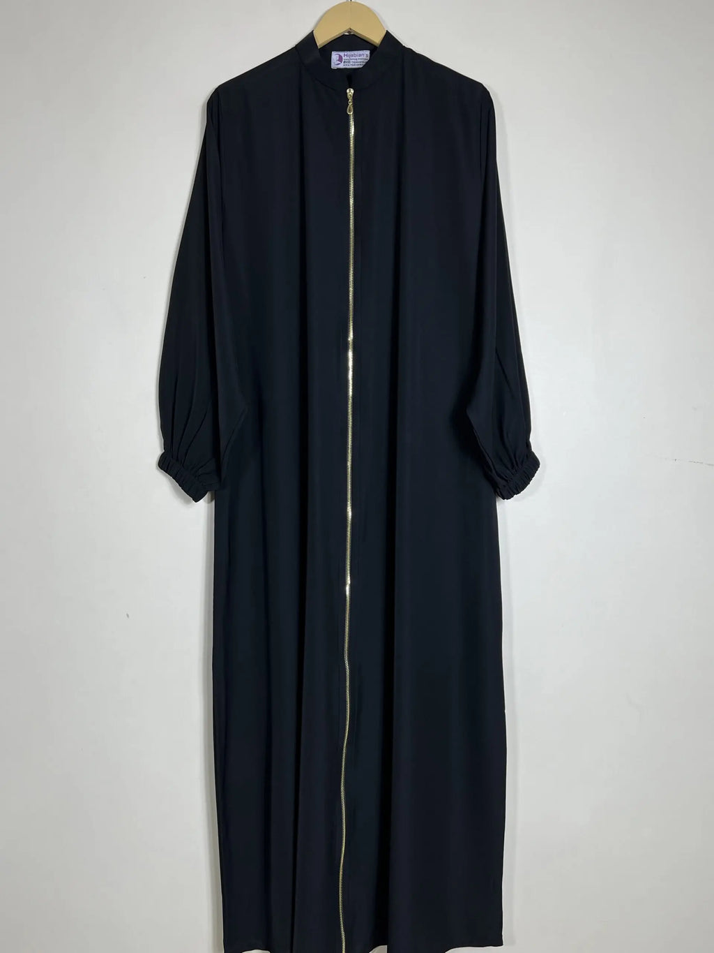 Black - Collar Style Zipper Abaya HJ0694