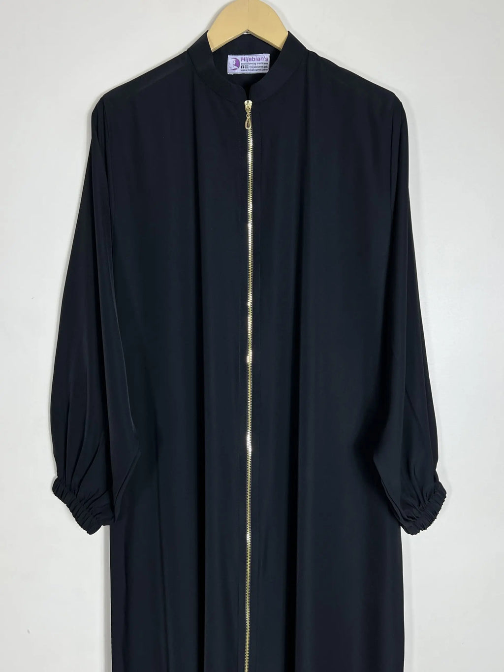 Black - Collar Style Zipper Abaya HJ0694
