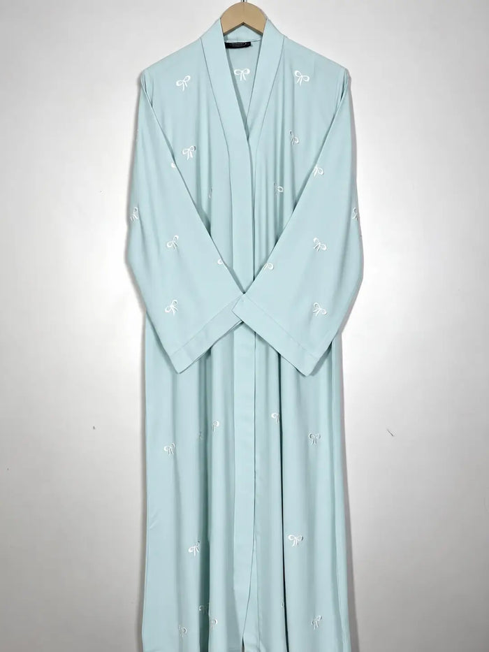 Ice Blue - Classic Bow Abaya HJ1713