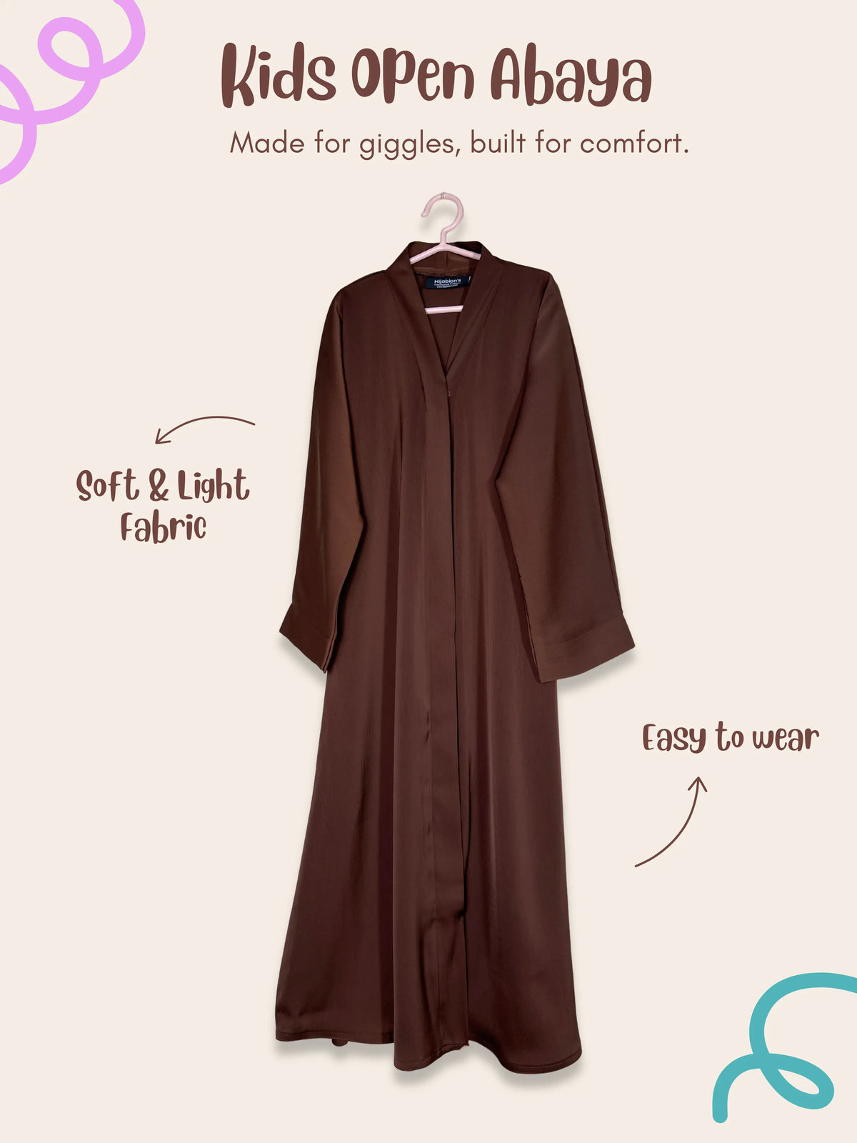 Brown - Kids Open Abaya HJ1470 Main image