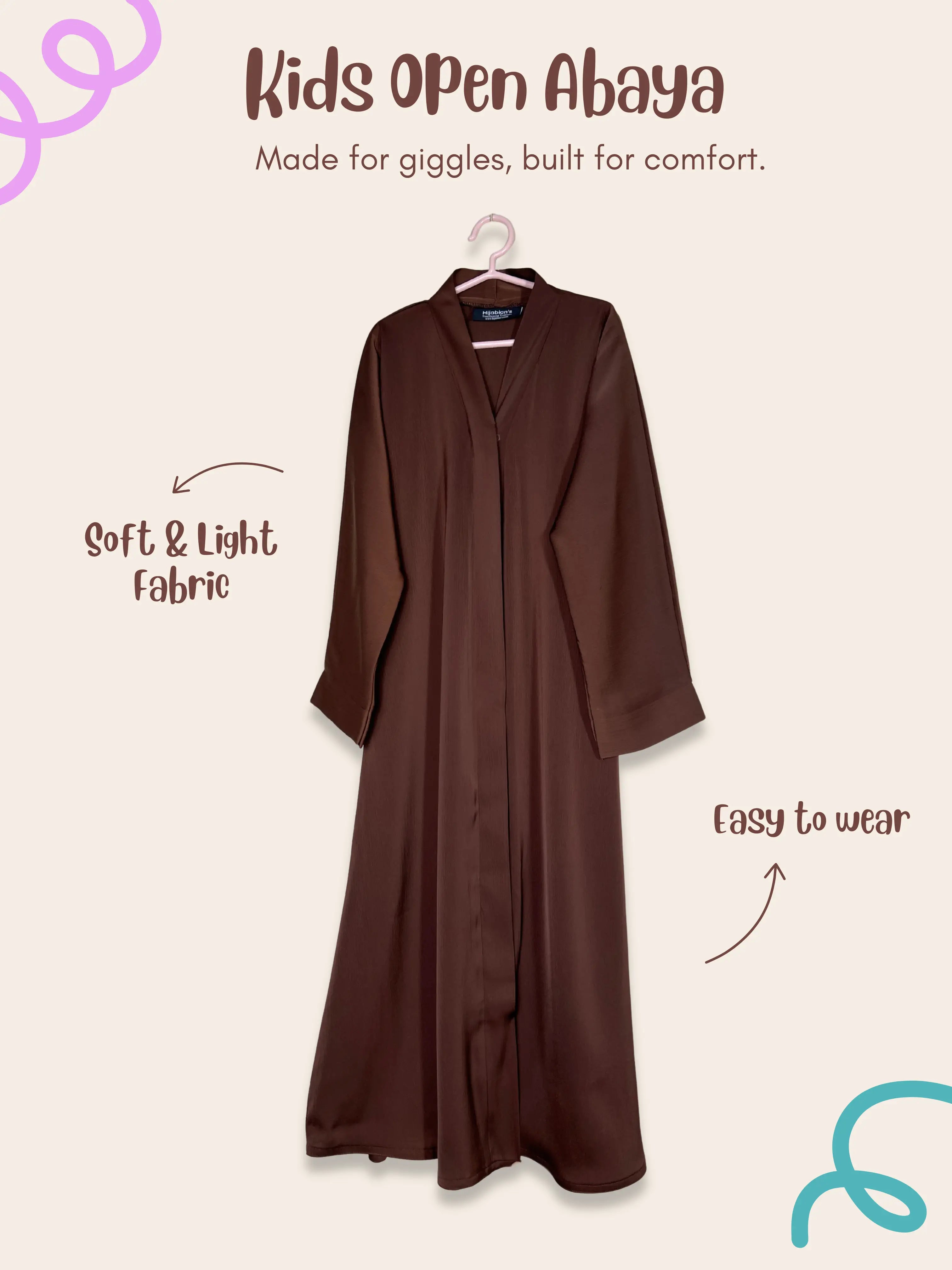 Brown - Kids Open Abaya HJ1470