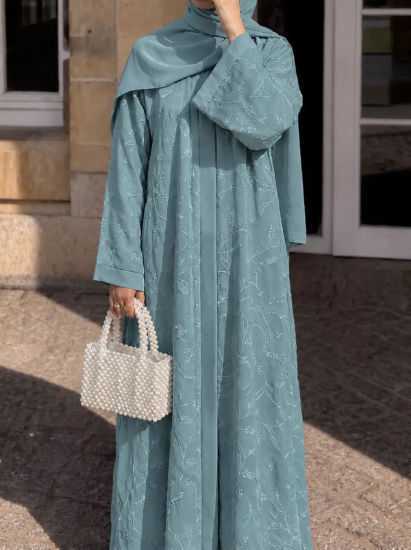 Botanical Luxe Abaya - Sage Green HJ1755