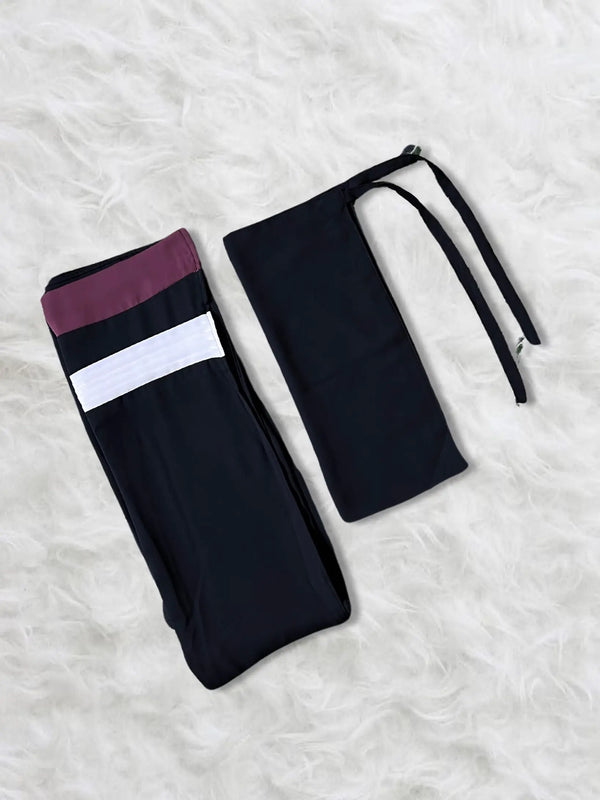 Mauve - White Pleated Modest Abaya HJ0843