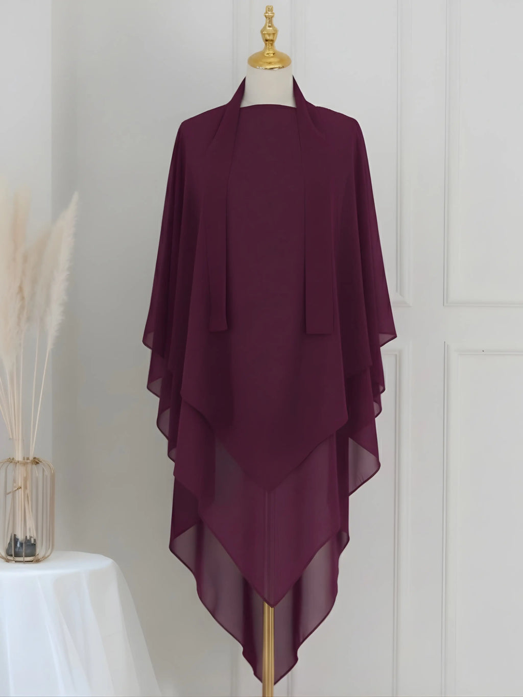 Maroon - Two Layer Khimar Set