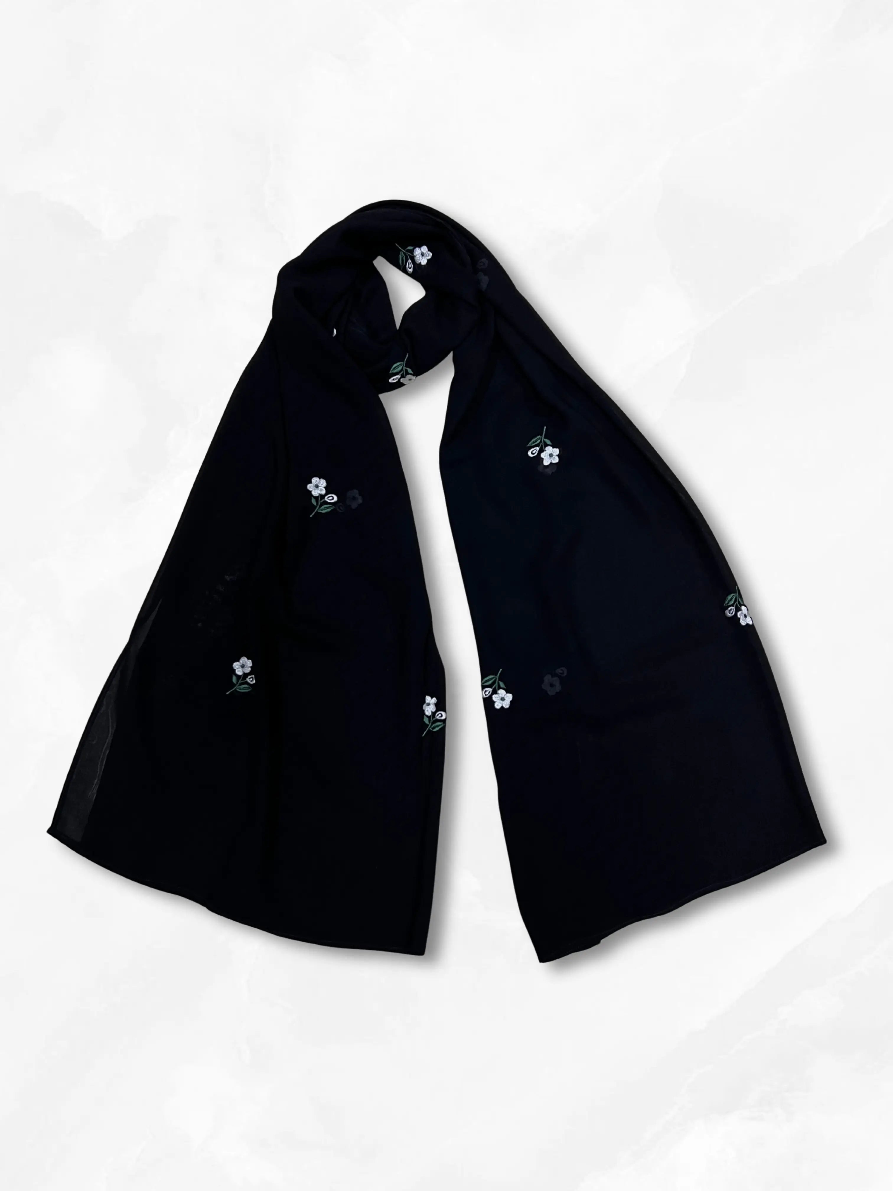 Green Embroidery Chiffon Hijab