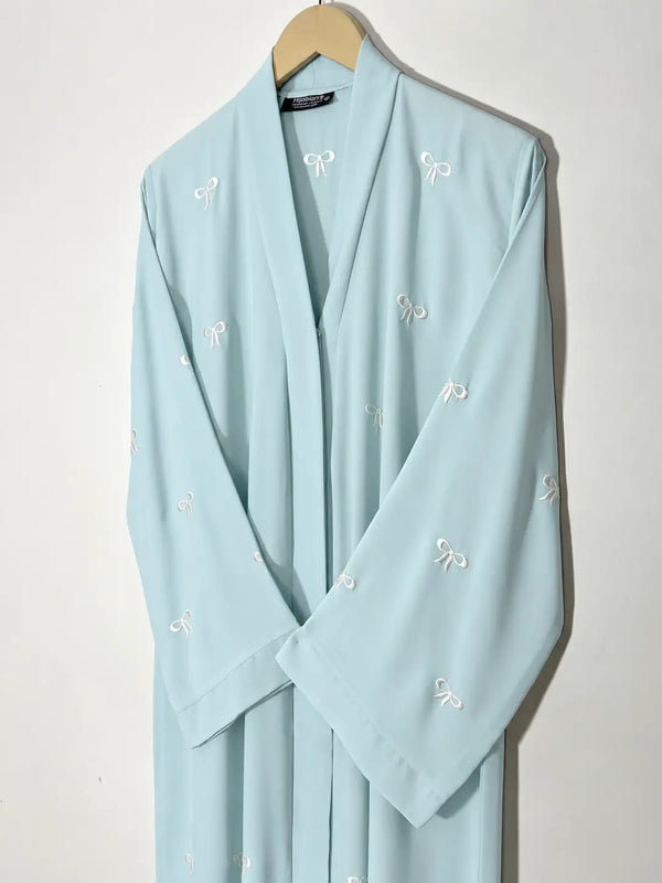 Ice Blue - Classic Bow Abaya HJ1713