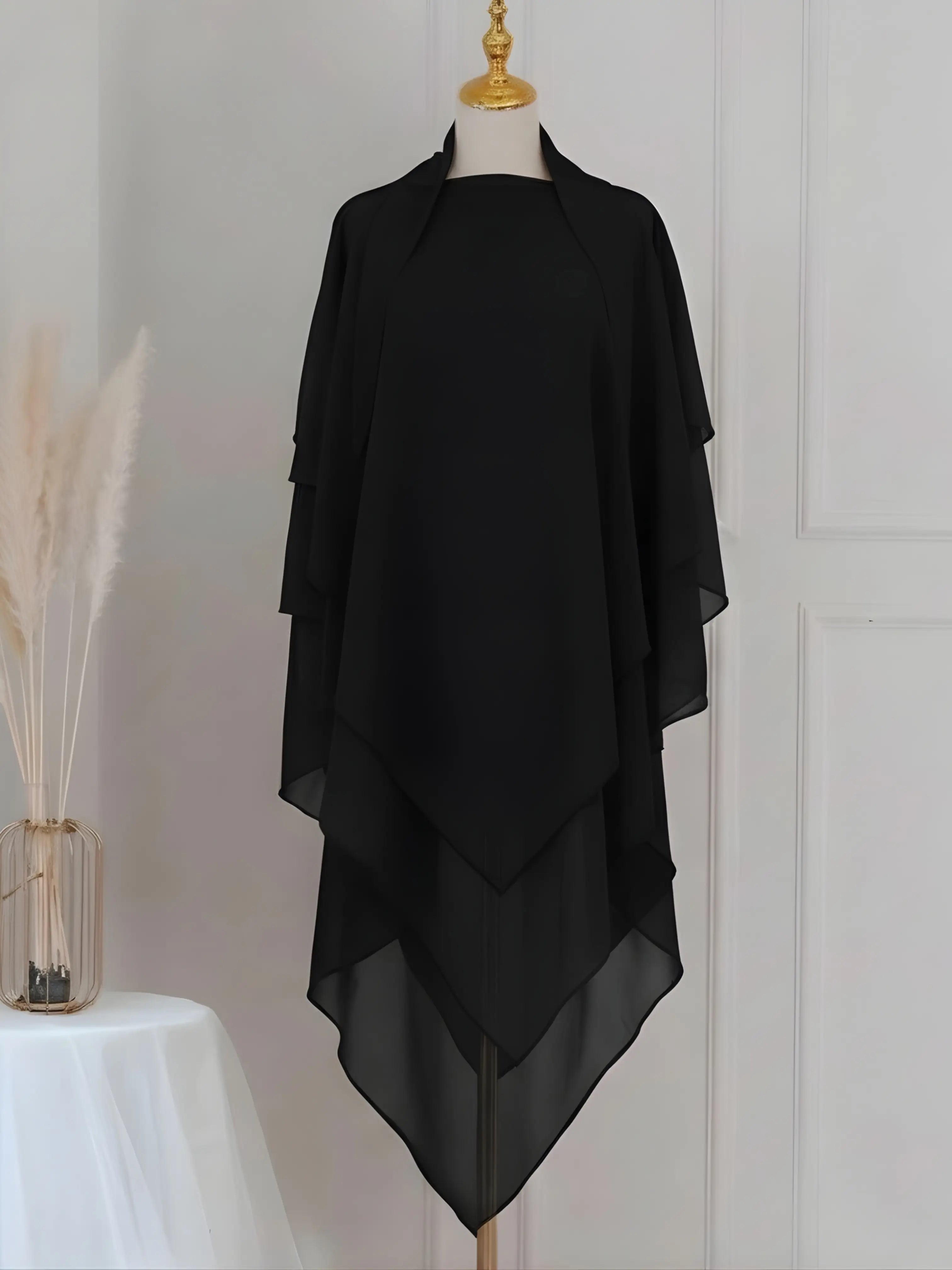 Black - Two Layer Khimar Set