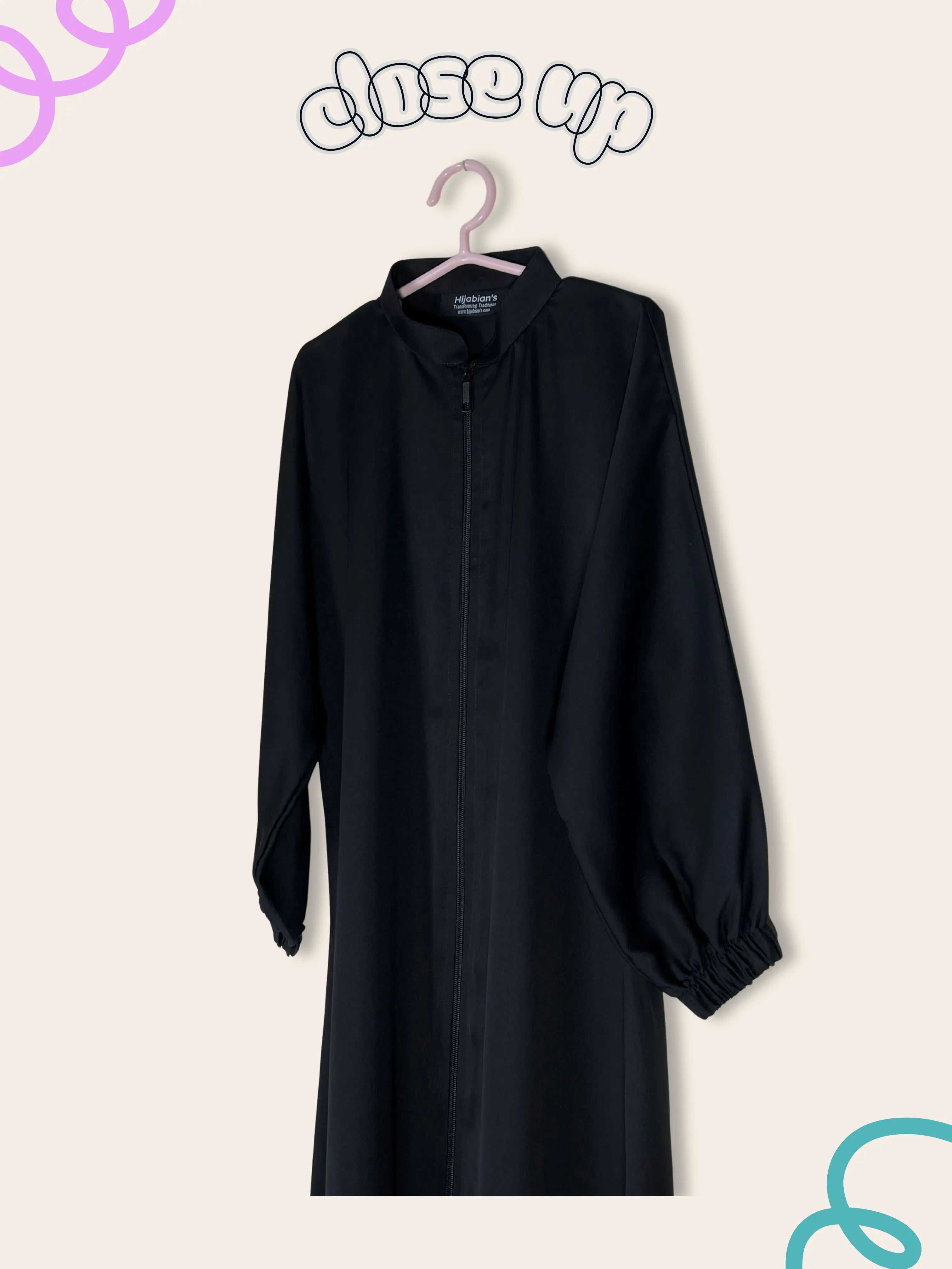 Black - Kids Zipper Abaya HJ1465